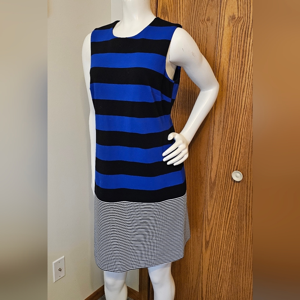 Calvin Klein Collection Blue and Black Asymmetrical Dress